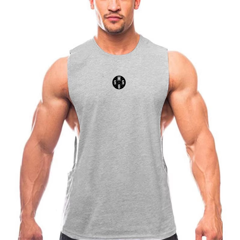 Mens Workout Tank Tops Fitness Bodybuilding Clothing Low Cut Armholes Vivid Vest Muscle Singlets Men Activewear Tank