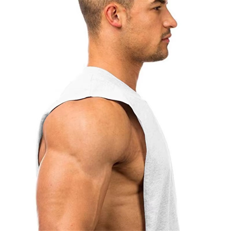 Mens Workout Tank Tops Fitness Bodybuilding Clothing Low Cut Armholes Vivid Vest Muscle Singlets Men Activewear Tank