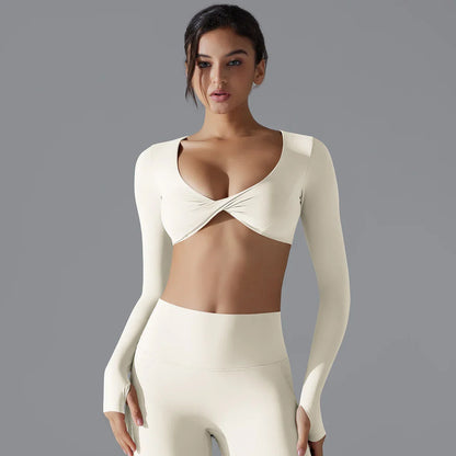 Yoga Long Sleeve Slim Sexy Breathable Quick Drying Sport Brassiere Gym Push up Shockproof High Intensity Pilates Clothes Women