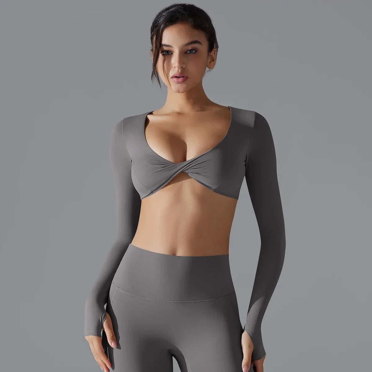 Yoga Long Sleeve Slim Sexy Breathable Quick Drying Sport Brassiere Gym Push up Shockproof High Intensity Pilates Clothes Women