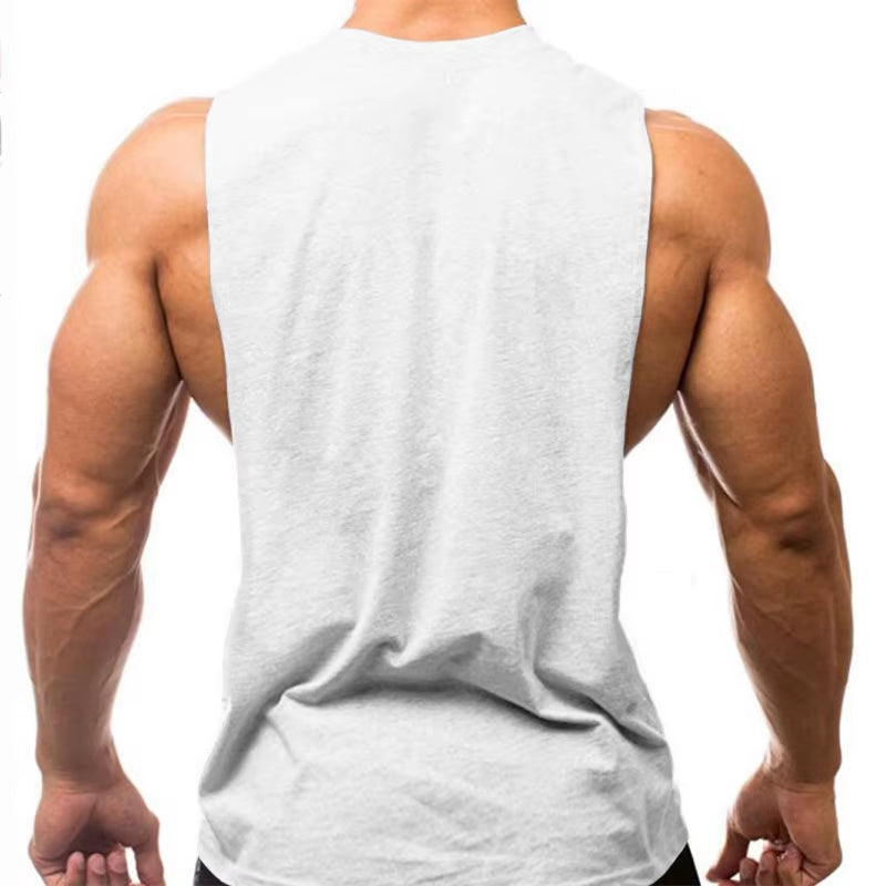Mens Workout Tank Tops Fitness Bodybuilding Clothing Low Cut Armholes Vivid Vest Muscle Singlets Men Activewear Tank